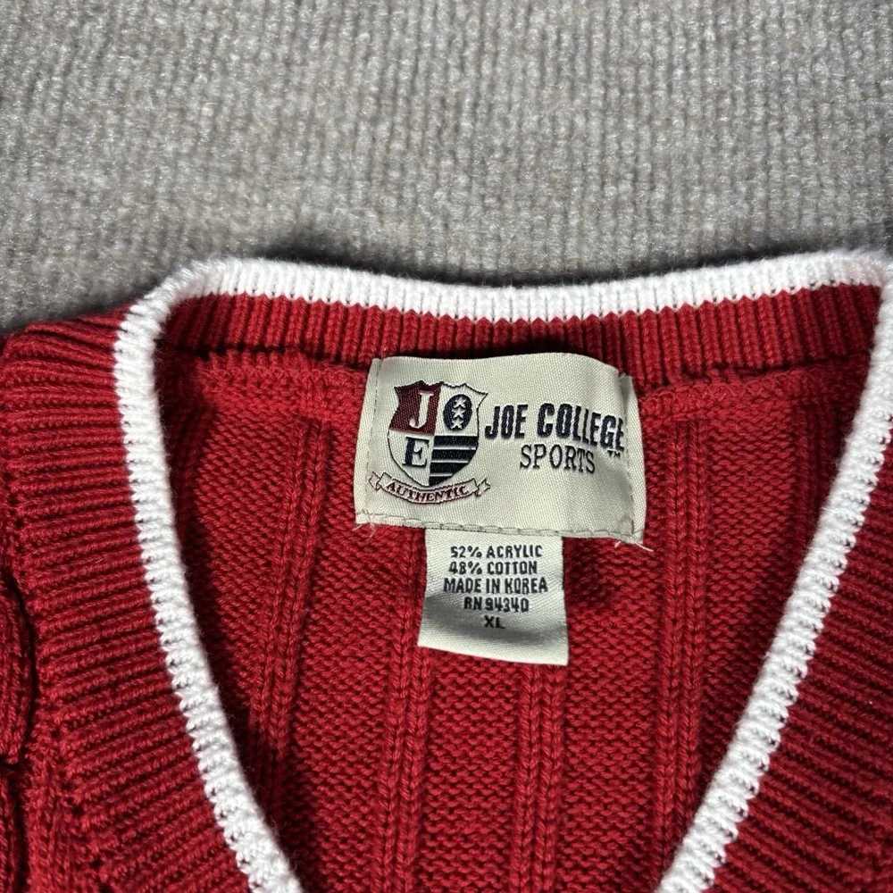 Vintage Ohio State Buckeyes Sweater Vest Mens XL Red Cable‎ Knit Embroidered 90s